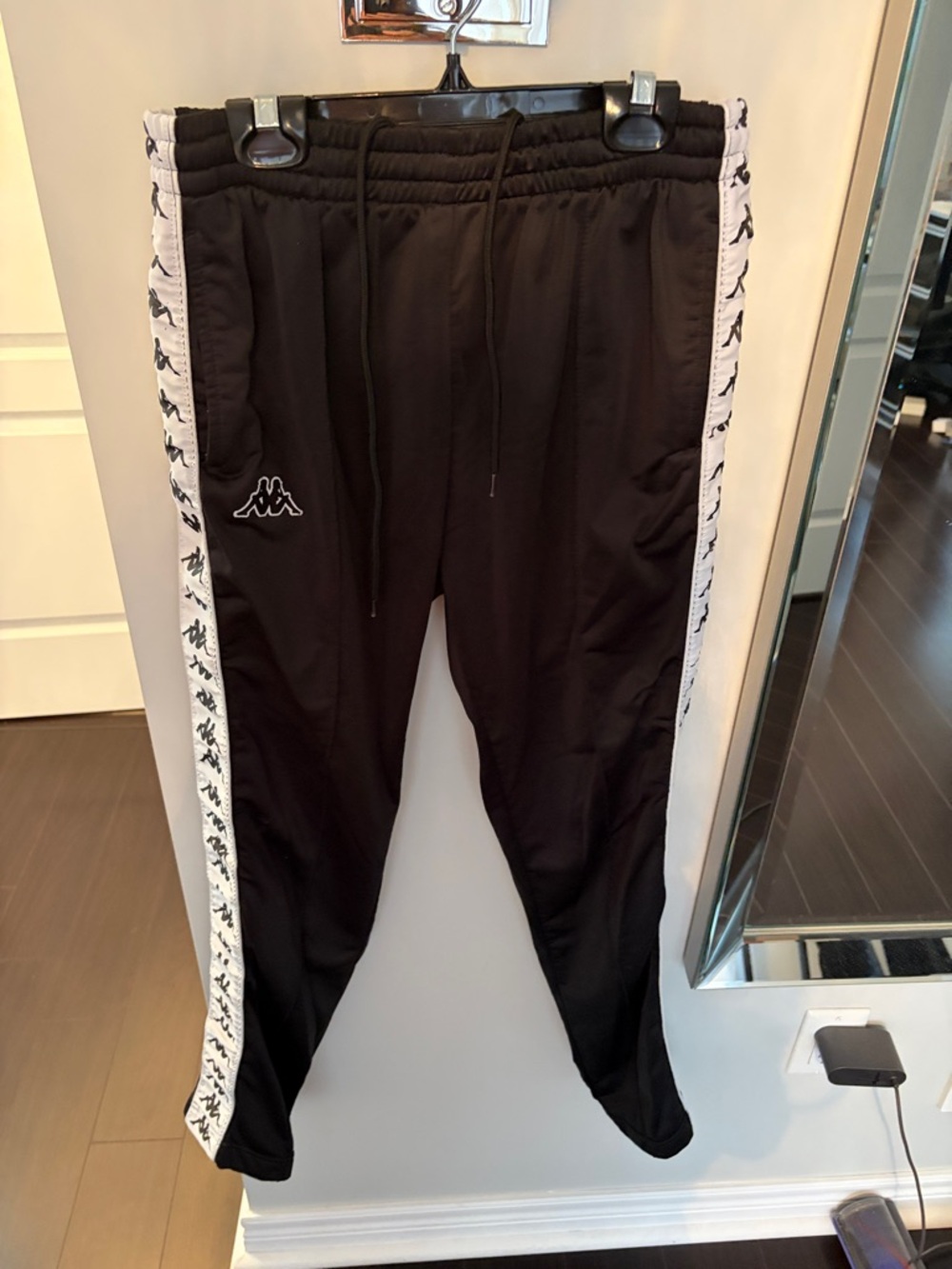 Kappa Black Joggers with White Logo Tape